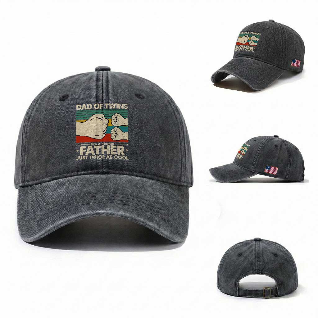 Retro Twin Dad Washed Cotton Baseball Cap Like A Normal But Just Twice As Cool