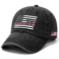 Awesome Like My Daughter Washed Cotton Baseball Cap Girl Dad Father's Day American Flag