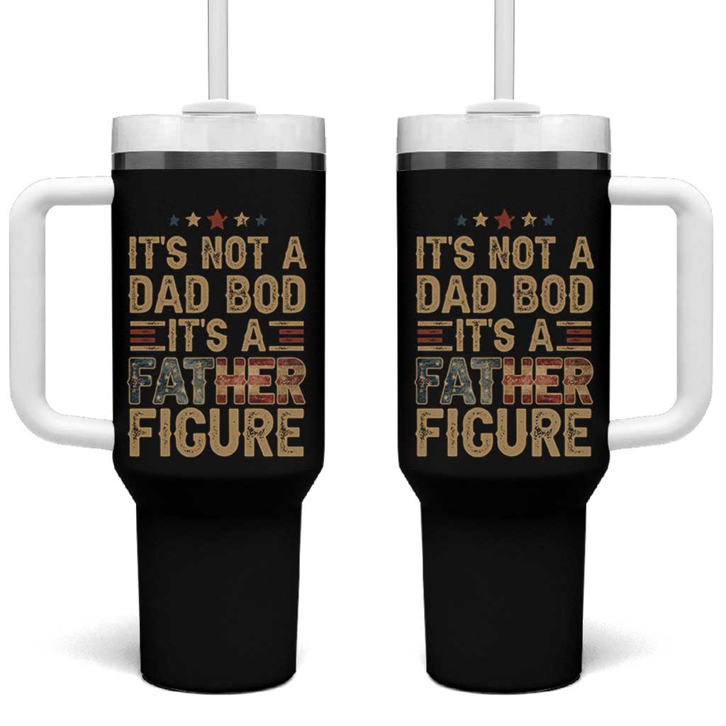 It's Not A Dad Bod It's A Father Figure Tumbler With Handle Funny Retro Vintage American Flag