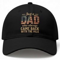 Just A Dad Who Always Came Back With The Milk Baseball Cap Retro American Flag