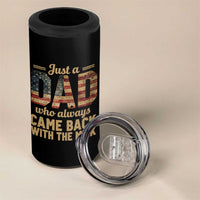 Just A Dad Who Always Came Back With The Milk 4 in 1 Can Cooler Tumbler Retro American Flag