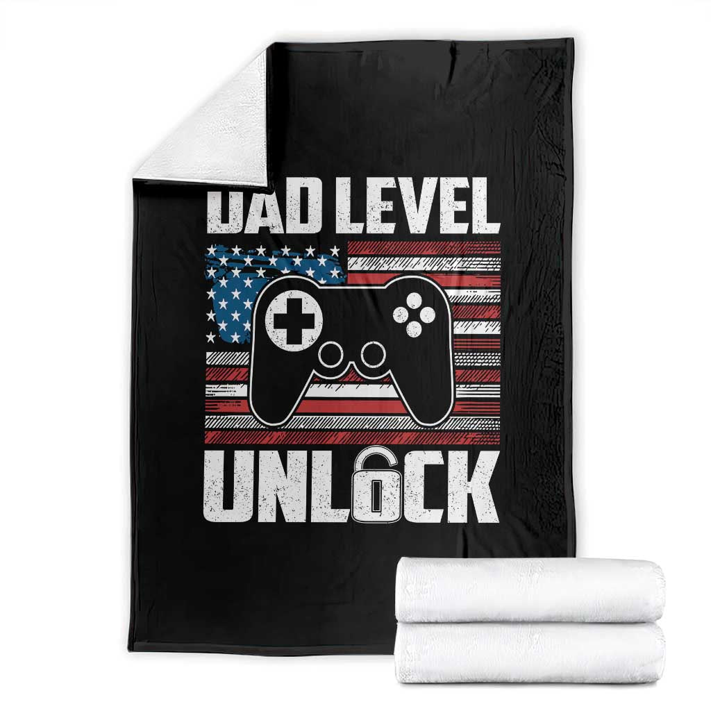 Funny New Dad Throw Blanket First Fathers Day Dad Level Unlocked Gaming Gamer - Wonder Print Shop
