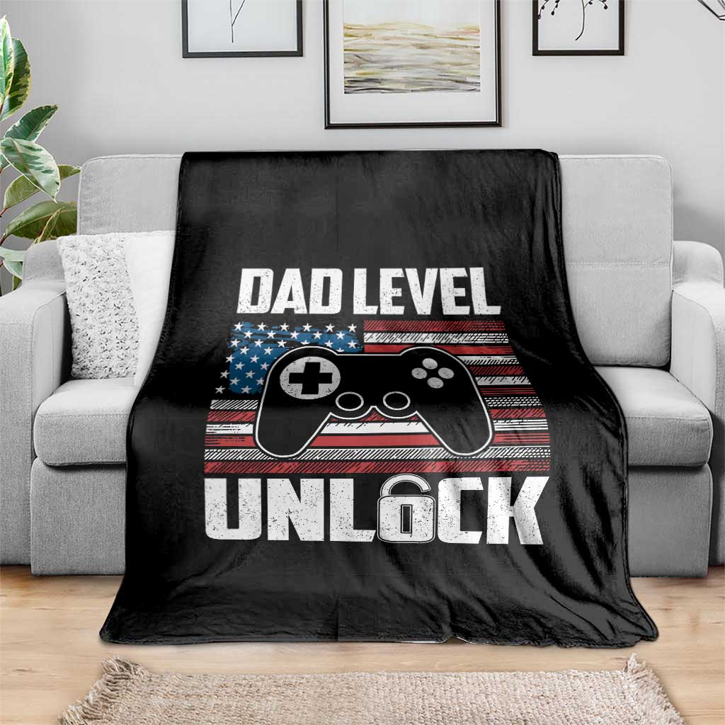 Funny New Dad Throw Blanket First Fathers Day Dad Level Unlocked Gaming Gamer - Wonder Print Shop