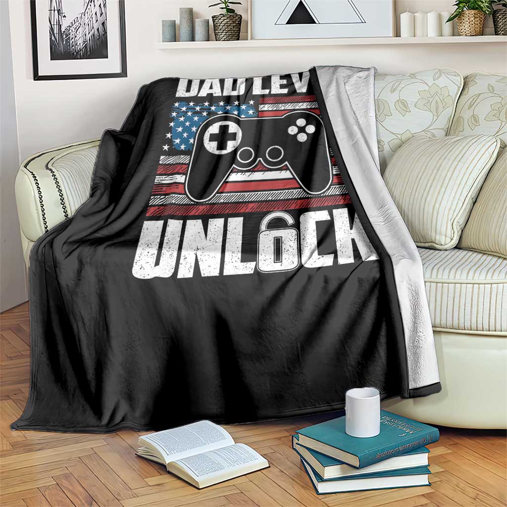 Funny New Dad Throw Blanket First Fathers Day Dad Level Unlocked Gaming Gamer - Wonder Print Shop