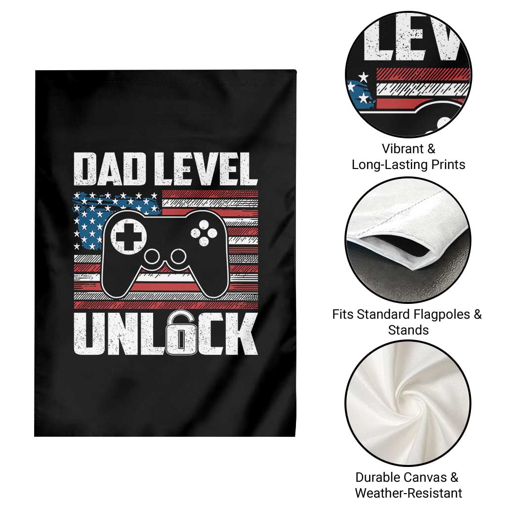 Funny New Dad Garden Flag First Fathers Day Dad Level Unlocked Gaming Gamer - Wonder Print Shop