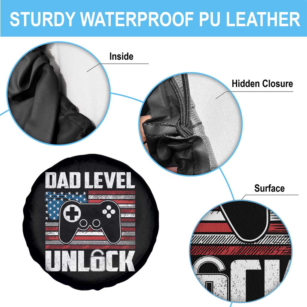 Funny New Dad Spare Tire Cover First Fathers Day Dad Level Unlocked Gaming Gamer - Wonder Print Shop