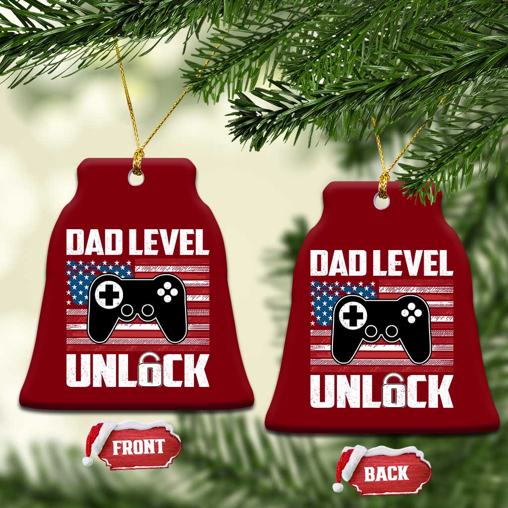 Funny New Dad Ceramic Ornament First Fathers Day Dad Level Unlocked Gaming Gamer - Wonder Print Shop
