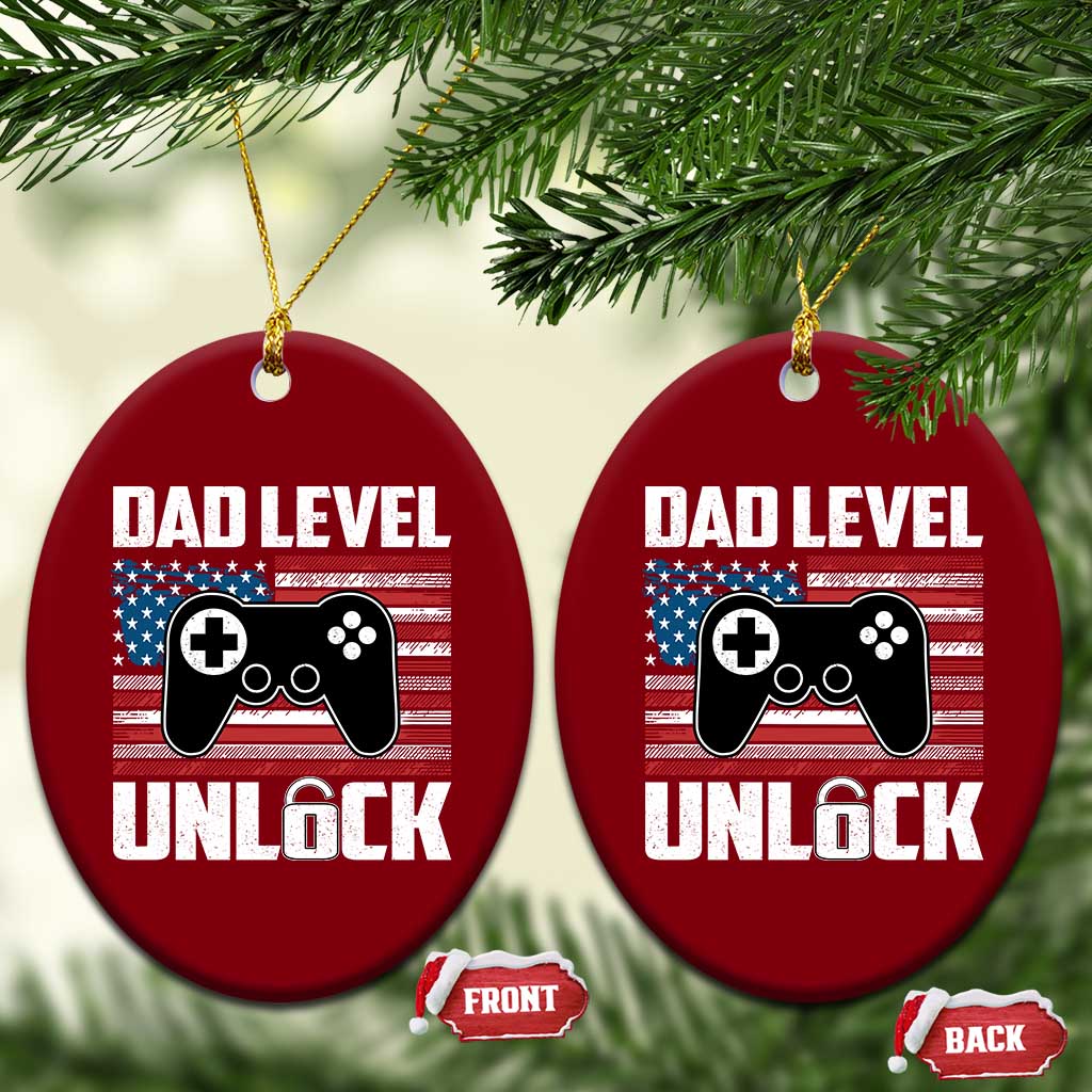 Funny New Dad Ceramic Ornament First Fathers Day Dad Level Unlocked Gaming Gamer - Wonder Print Shop