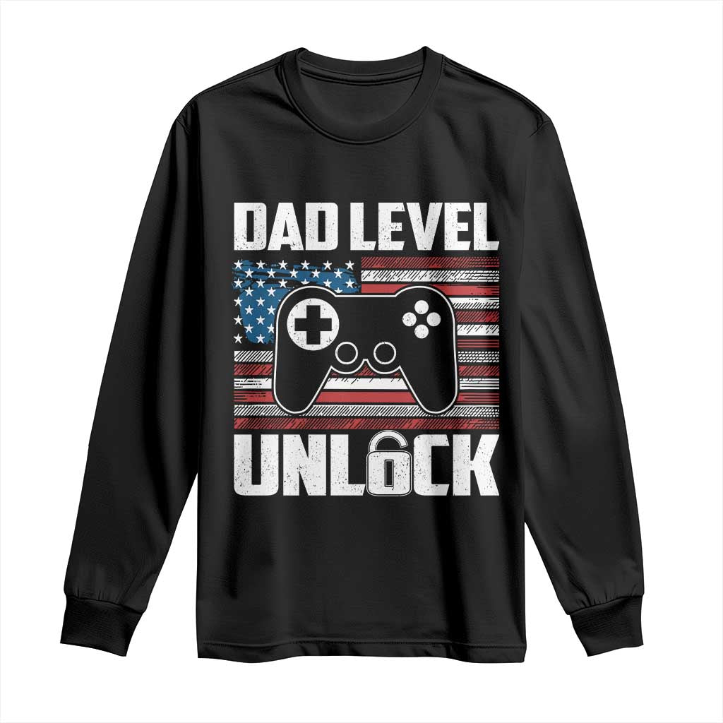 Funny New Dad Long Sleeve Shirt First Fathers Day Dad Level Unlocked Gaming Gamer - Wonder Print Shop