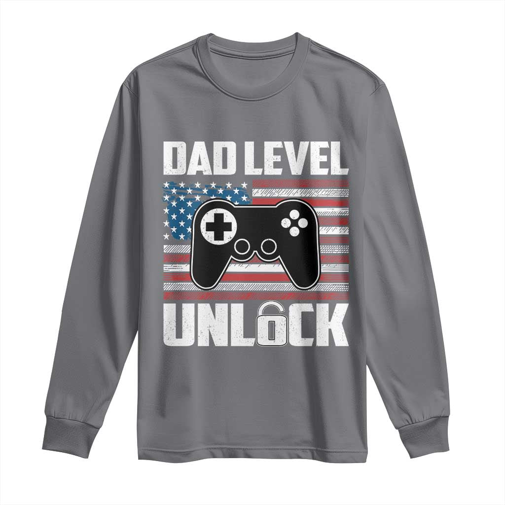 Funny New Dad Long Sleeve Shirt First Fathers Day Dad Level Unlocked Gaming Gamer - Wonder Print Shop