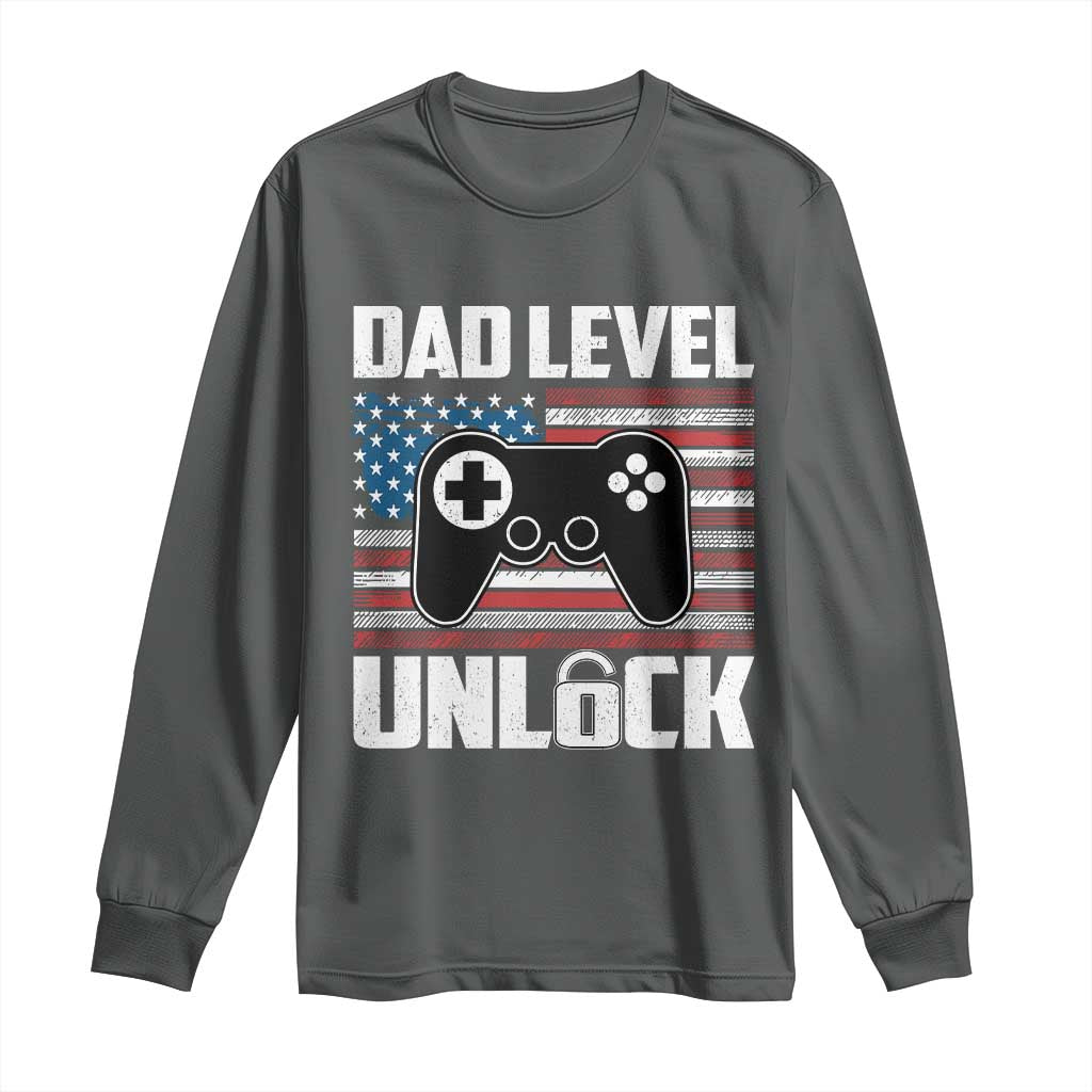 Funny New Dad Long Sleeve Shirt First Fathers Day Dad Level Unlocked Gaming Gamer - Wonder Print Shop