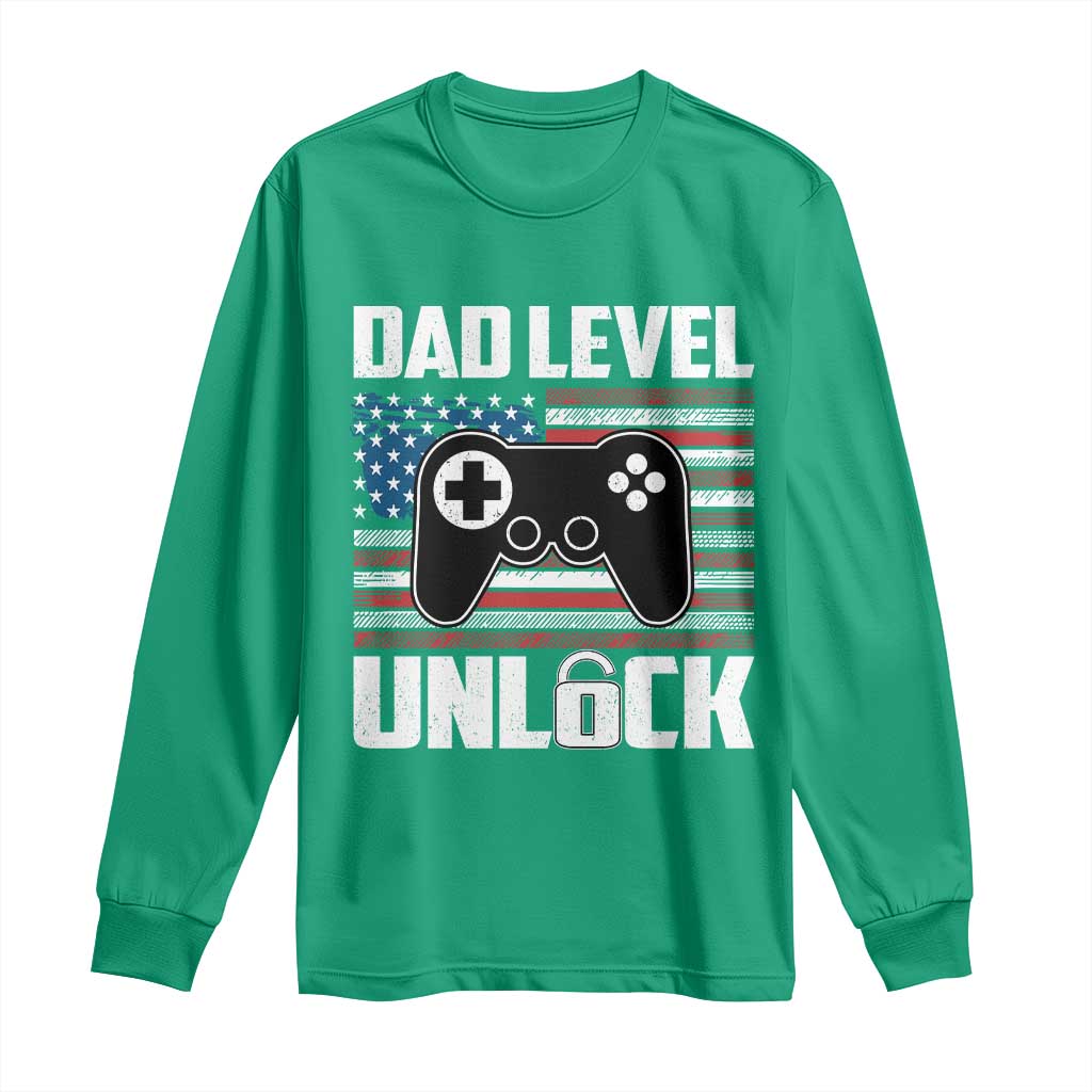 Funny New Dad Long Sleeve Shirt First Fathers Day Dad Level Unlocked Gaming Gamer - Wonder Print Shop