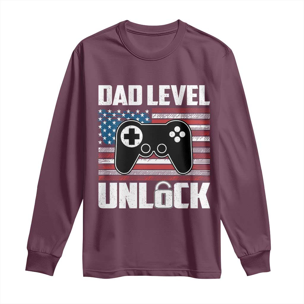 Funny New Dad Long Sleeve Shirt First Fathers Day Dad Level Unlocked Gaming Gamer - Wonder Print Shop