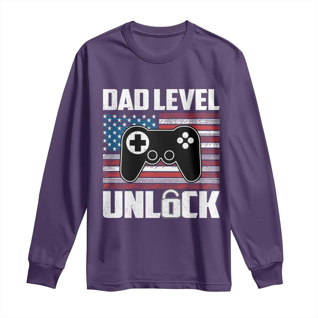 Funny New Dad Long Sleeve Shirt First Fathers Day Dad Level Unlocked Gaming Gamer - Wonder Print Shop