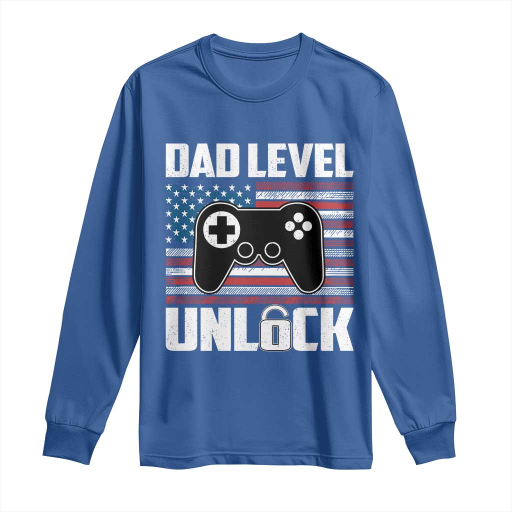 Funny New Dad Long Sleeve Shirt First Fathers Day Dad Level Unlocked Gaming Gamer - Wonder Print Shop
