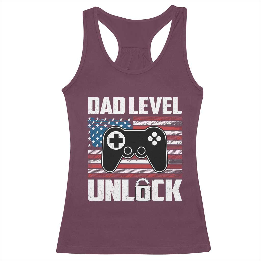 Funny New Dad Racerback Tank Top First Fathers Day Dad Level Unlocked Gaming Gamer - Wonder Print Shop