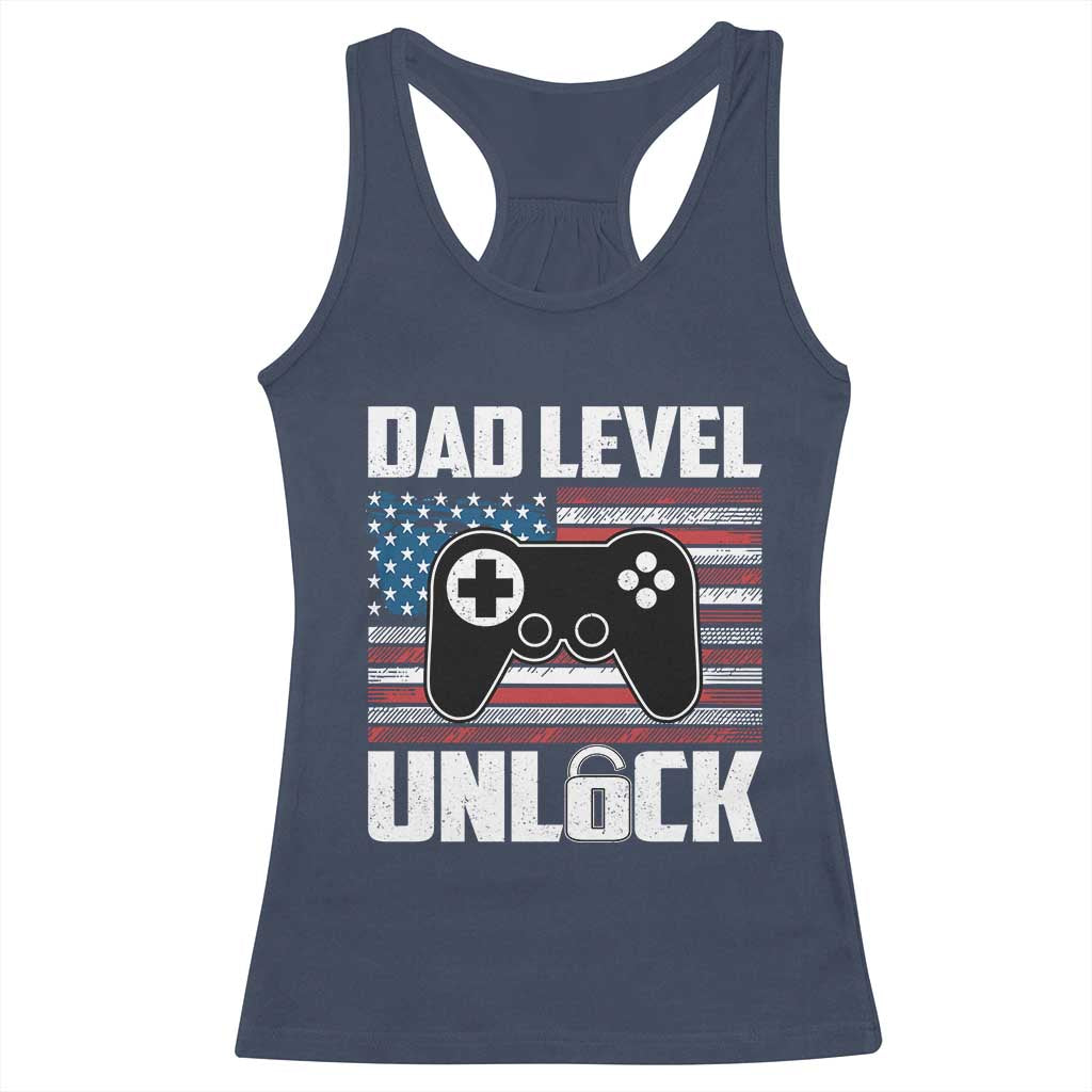 Funny New Dad Racerback Tank Top First Fathers Day Dad Level Unlocked Gaming Gamer - Wonder Print Shop