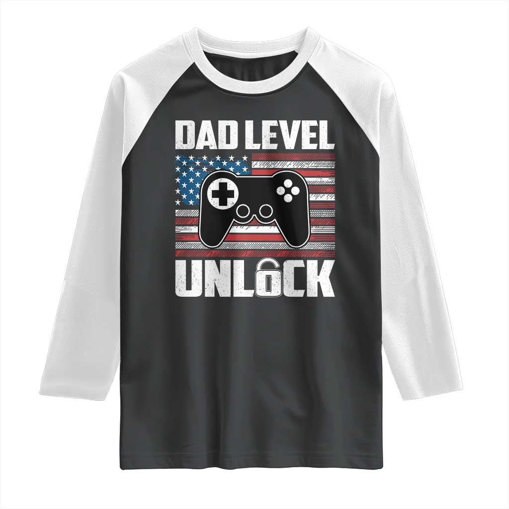 Funny New Dad Raglan Shirt First Fathers Day Dad Level Unlocked Gaming Gamer - Wonder Print Shop