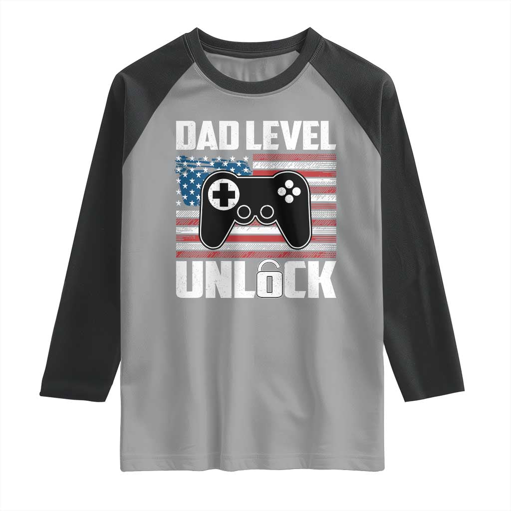 Funny New Dad Raglan Shirt First Fathers Day Dad Level Unlocked Gaming Gamer - Wonder Print Shop