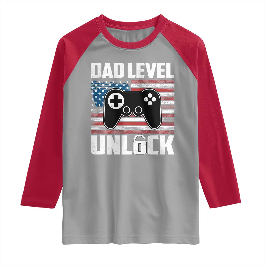 Funny New Dad Raglan Shirt First Fathers Day Dad Level Unlocked Gaming Gamer - Wonder Print Shop