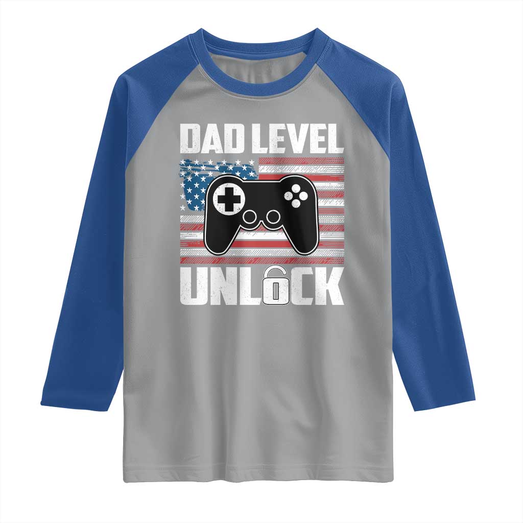 Funny New Dad Raglan Shirt First Fathers Day Dad Level Unlocked Gaming Gamer - Wonder Print Shop