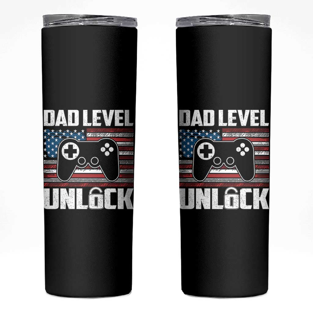 Funny New Dad Skinny Tumbler First Fathers Day Dad Level Unlocked Gaming Gamer - Wonder Print Shop