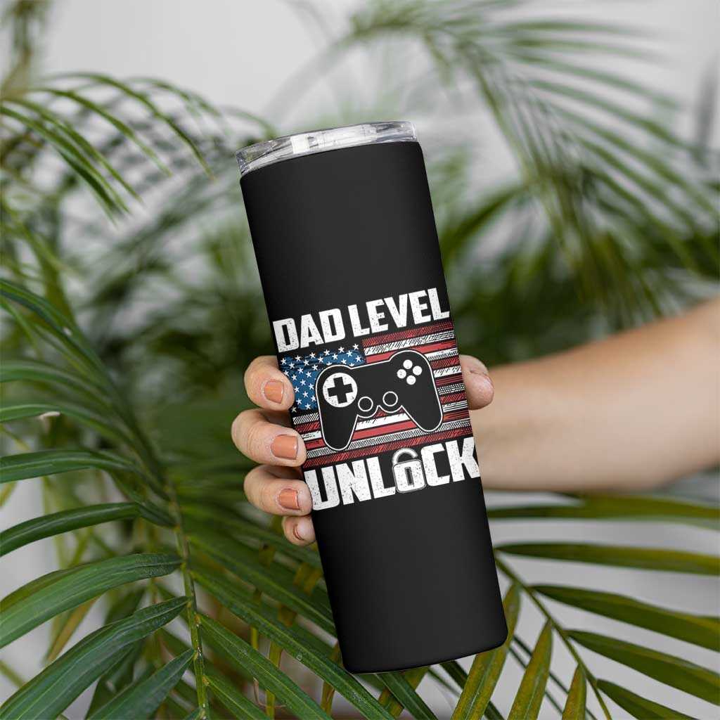 Funny New Dad Skinny Tumbler First Fathers Day Dad Level Unlocked Gaming Gamer - Wonder Print Shop