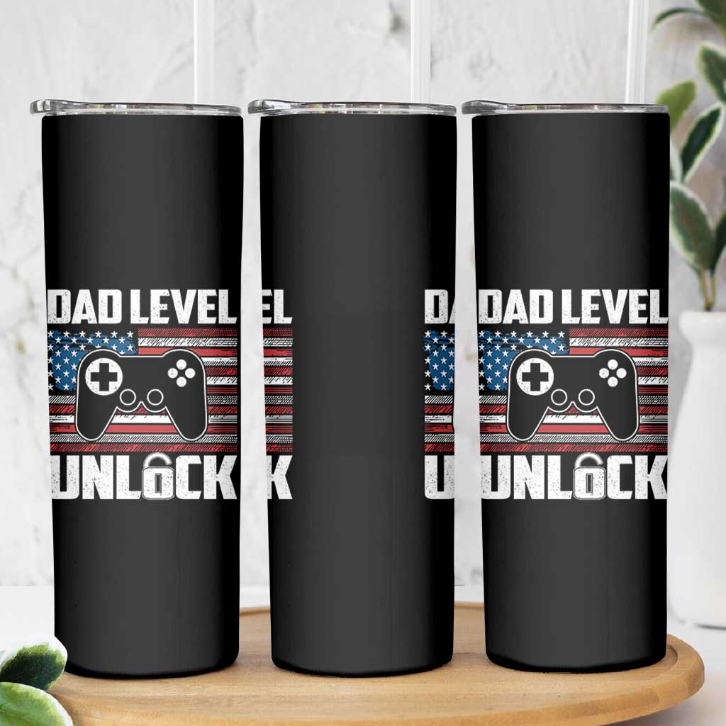 Funny New Dad Skinny Tumbler First Fathers Day Dad Level Unlocked Gaming Gamer - Wonder Print Shop