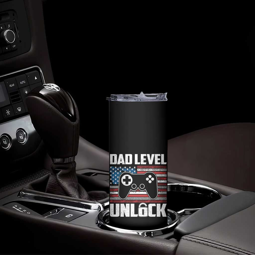 Funny New Dad Skinny Tumbler First Fathers Day Dad Level Unlocked Gaming Gamer - Wonder Print Shop