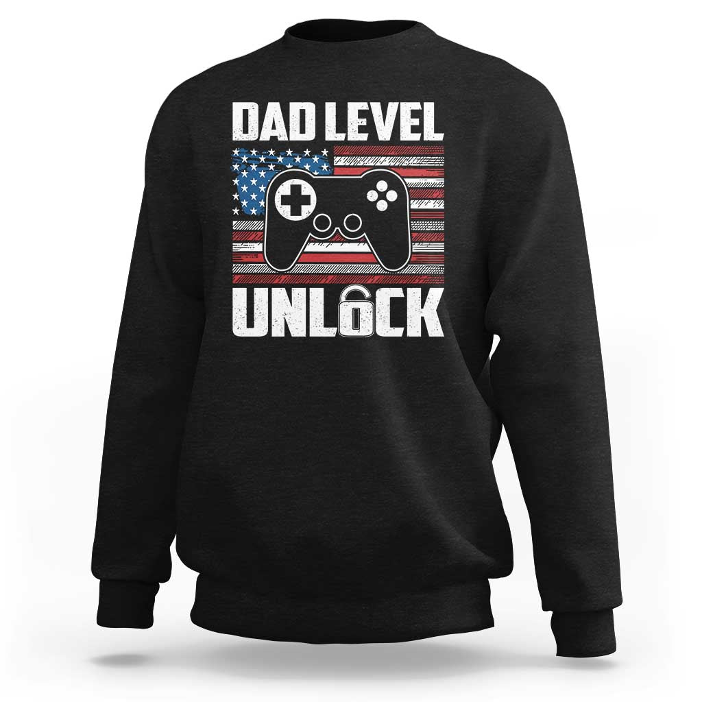 Funny New Dad Sweatshirt First Fathers Day Dad Level Unlocked Gaming Gamer - Wonder Print Shop