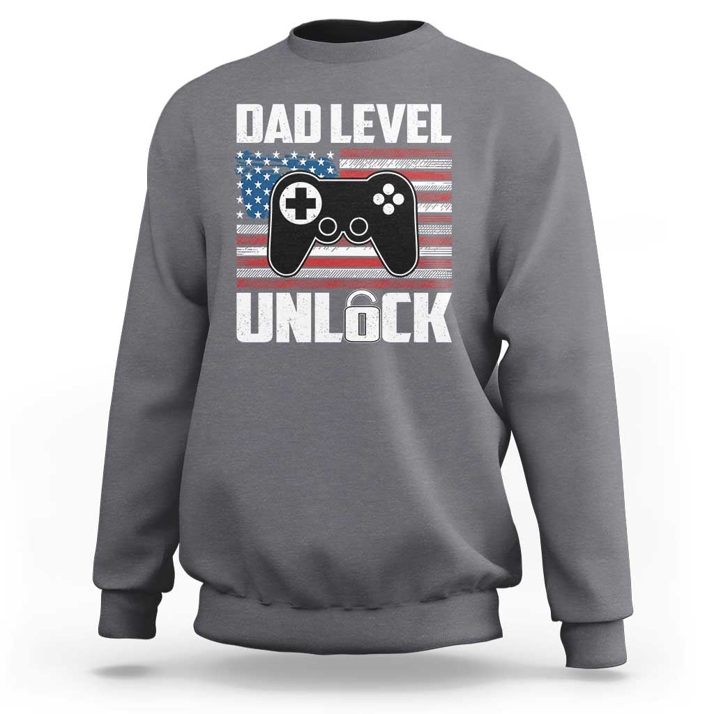 Funny New Dad Sweatshirt First Fathers Day Dad Level Unlocked Gaming Gamer - Wonder Print Shop