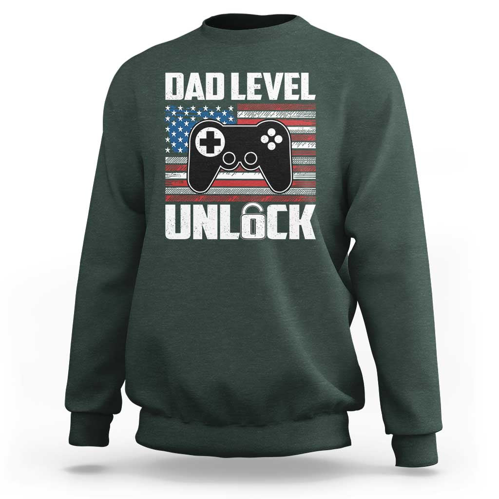 Funny New Dad Sweatshirt First Fathers Day Dad Level Unlocked Gaming Gamer - Wonder Print Shop