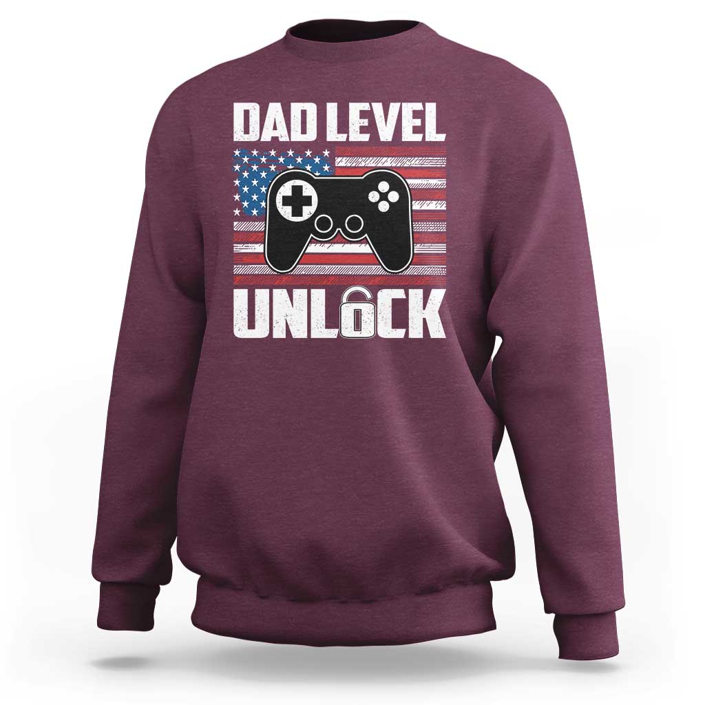 Funny New Dad Sweatshirt First Fathers Day Dad Level Unlocked Gaming Gamer - Wonder Print Shop