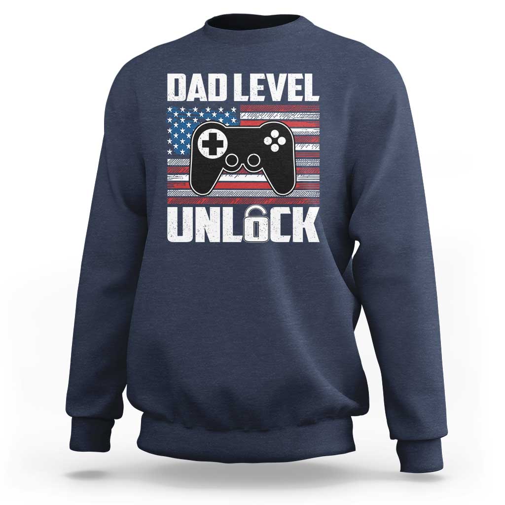 Funny New Dad Sweatshirt First Fathers Day Dad Level Unlocked Gaming Gamer - Wonder Print Shop