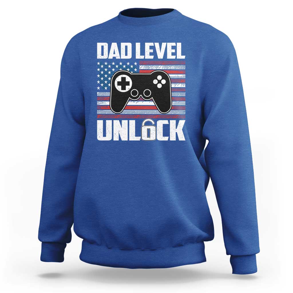 Funny New Dad Sweatshirt First Fathers Day Dad Level Unlocked Gaming Gamer - Wonder Print Shop
