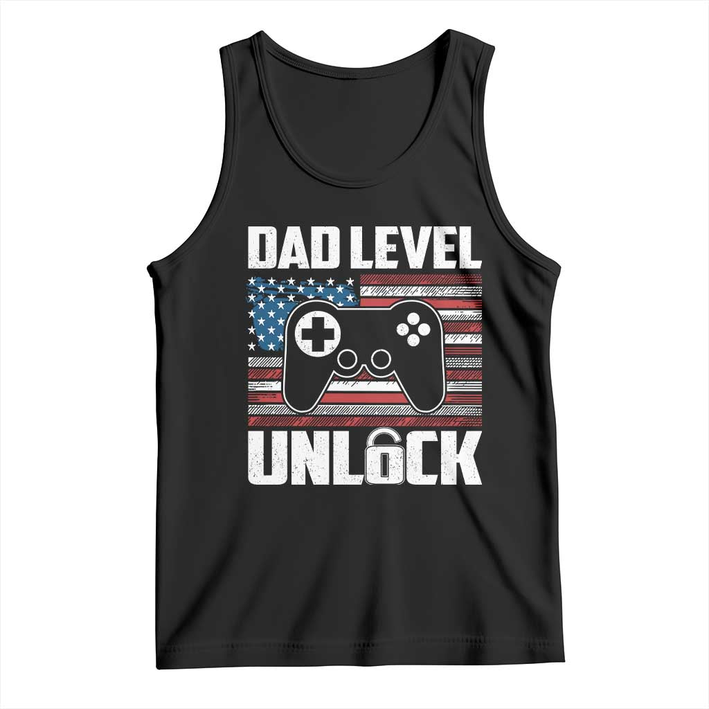 Funny New Dad Tank Top First Fathers Day Dad Level Unlocked Gaming Gamer - Wonder Print Shop