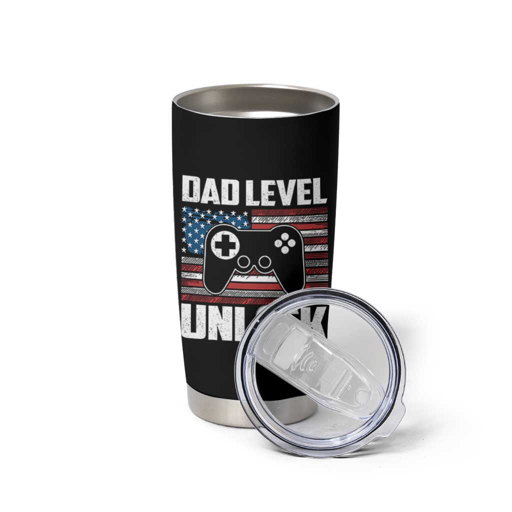 Funny New Dad Tumbler Cup First Fathers Day Dad Level Unlocked Gaming Gamer - Wonder Print Shop