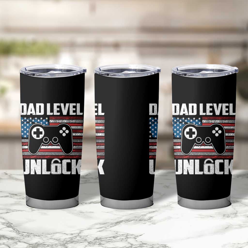Funny New Dad Tumbler Cup First Fathers Day Dad Level Unlocked Gaming Gamer - Wonder Print Shop