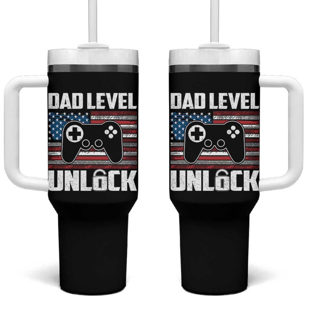 Funny New Dad Tumbler With Handle First Fathers Day Dad Level Unlocked Gaming Gamer - Wonder Print Shop