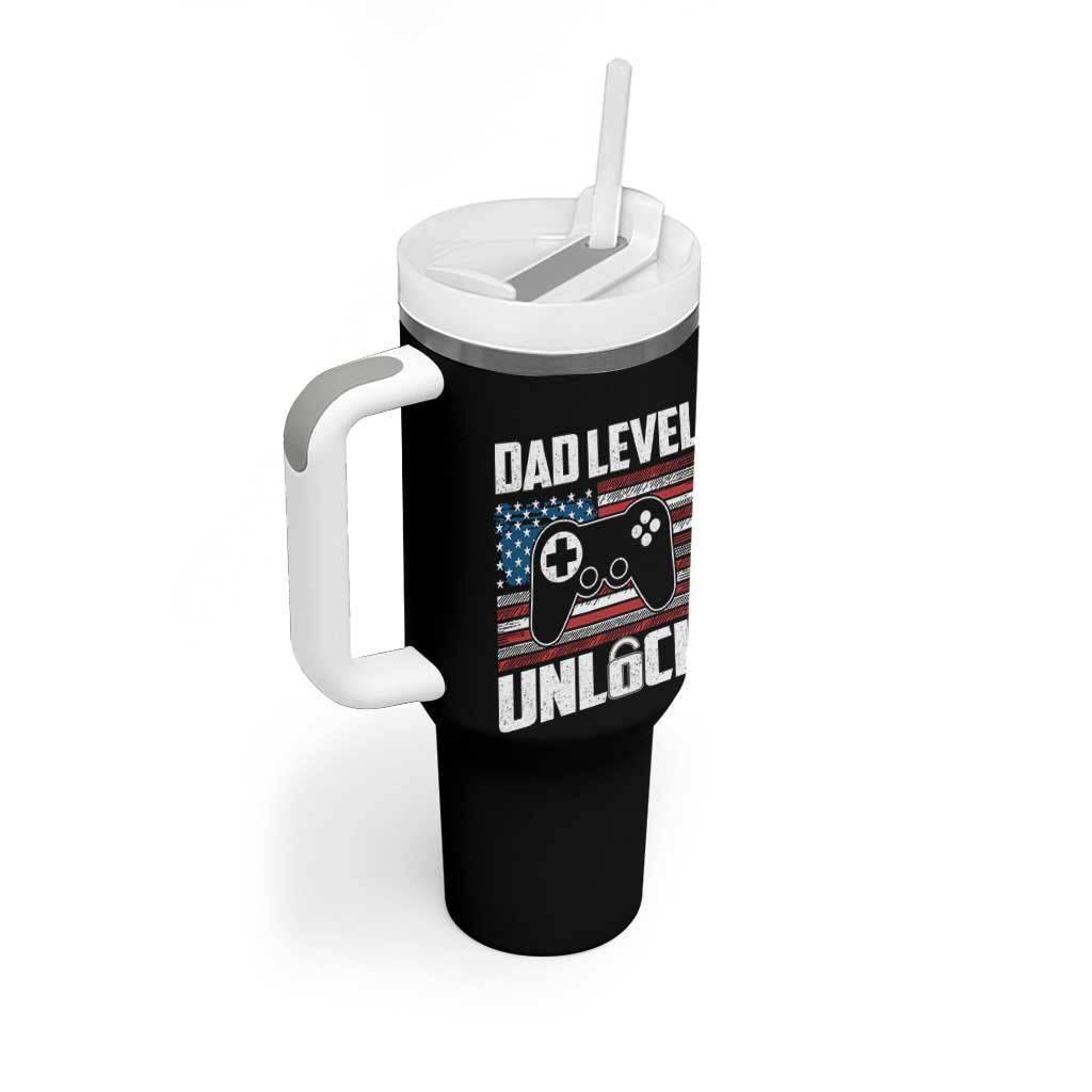 Funny New Dad Tumbler With Handle First Fathers Day Dad Level Unlocked Gaming Gamer - Wonder Print Shop