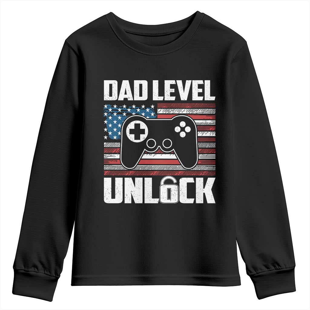 Funny New Dad Youth Sweatshirt First Fathers Day Dad Level Unlocked Gaming Gamer - Wonder Print Shop
