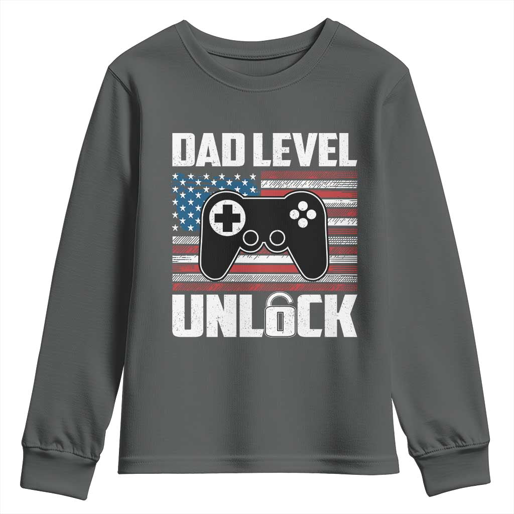 Funny New Dad Youth Sweatshirt First Fathers Day Dad Level Unlocked Gaming Gamer - Wonder Print Shop
