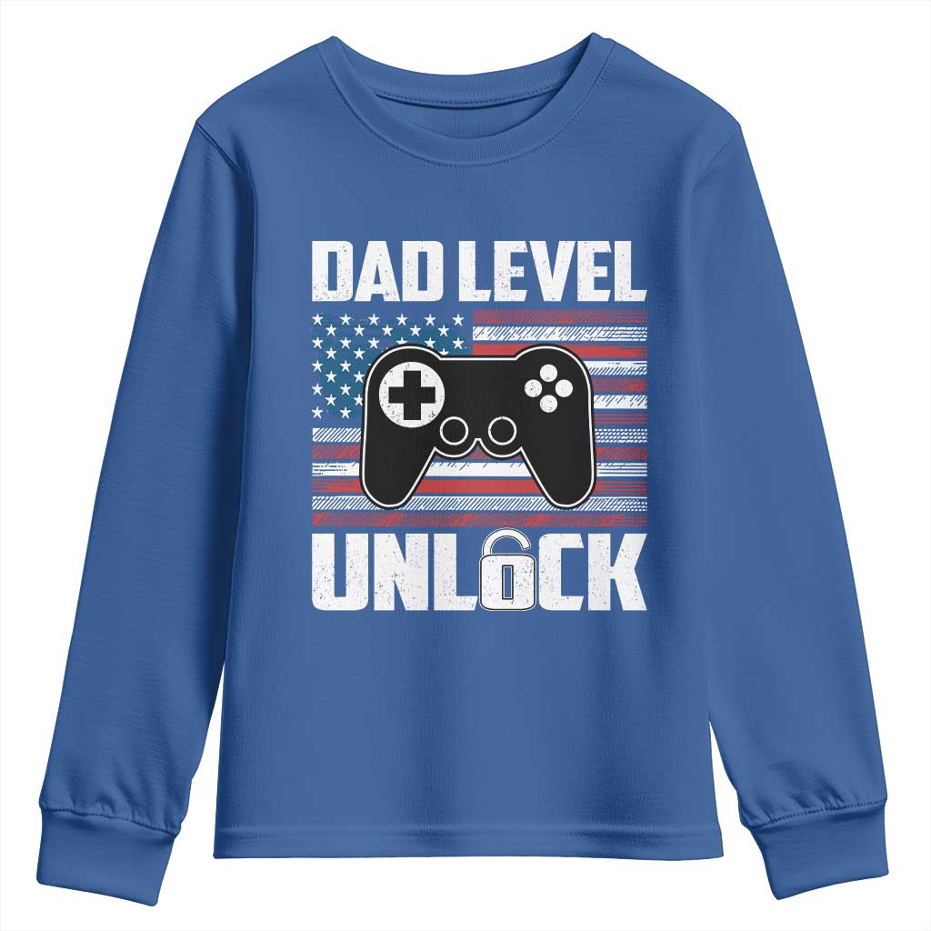 Funny New Dad Youth Sweatshirt First Fathers Day Dad Level Unlocked Gaming Gamer - Wonder Print Shop