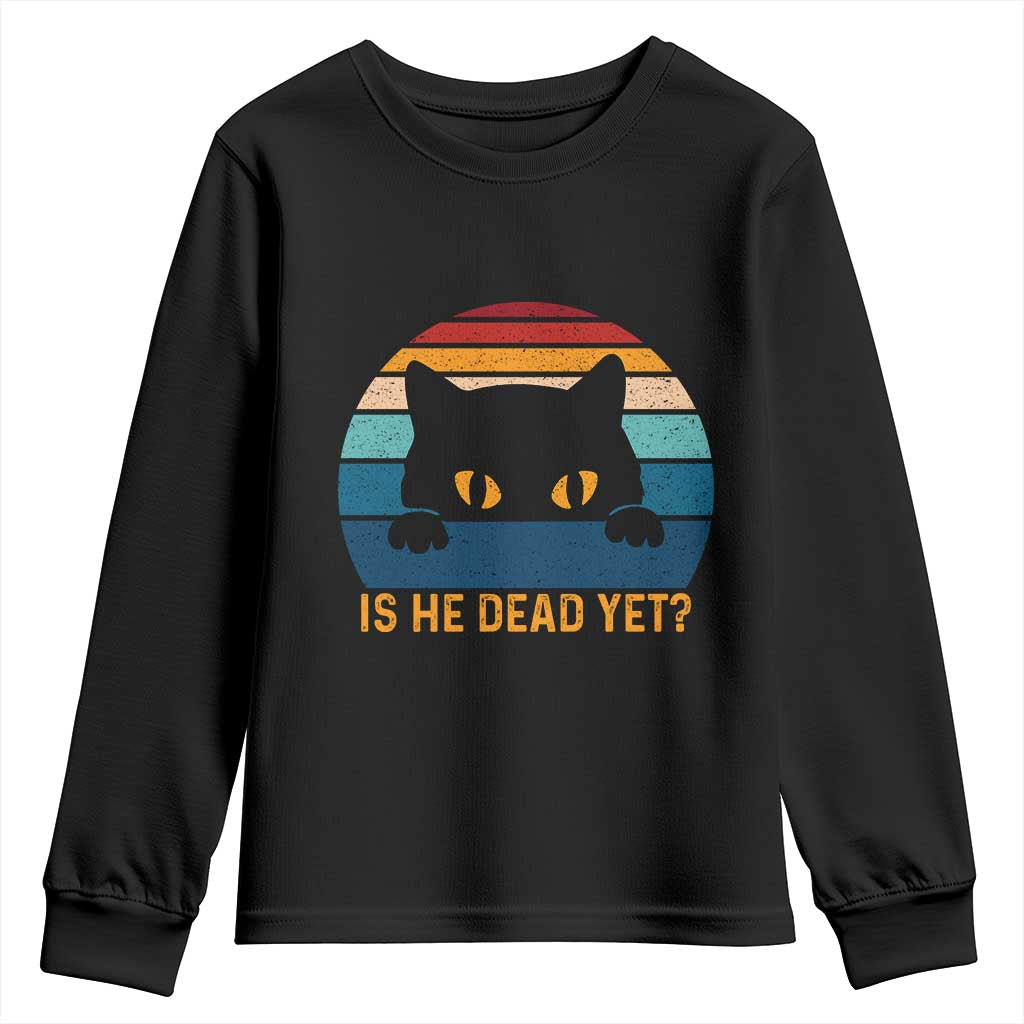 Is He Dead Yet Youth Sweatshirt Retro Cat Funny Vintage