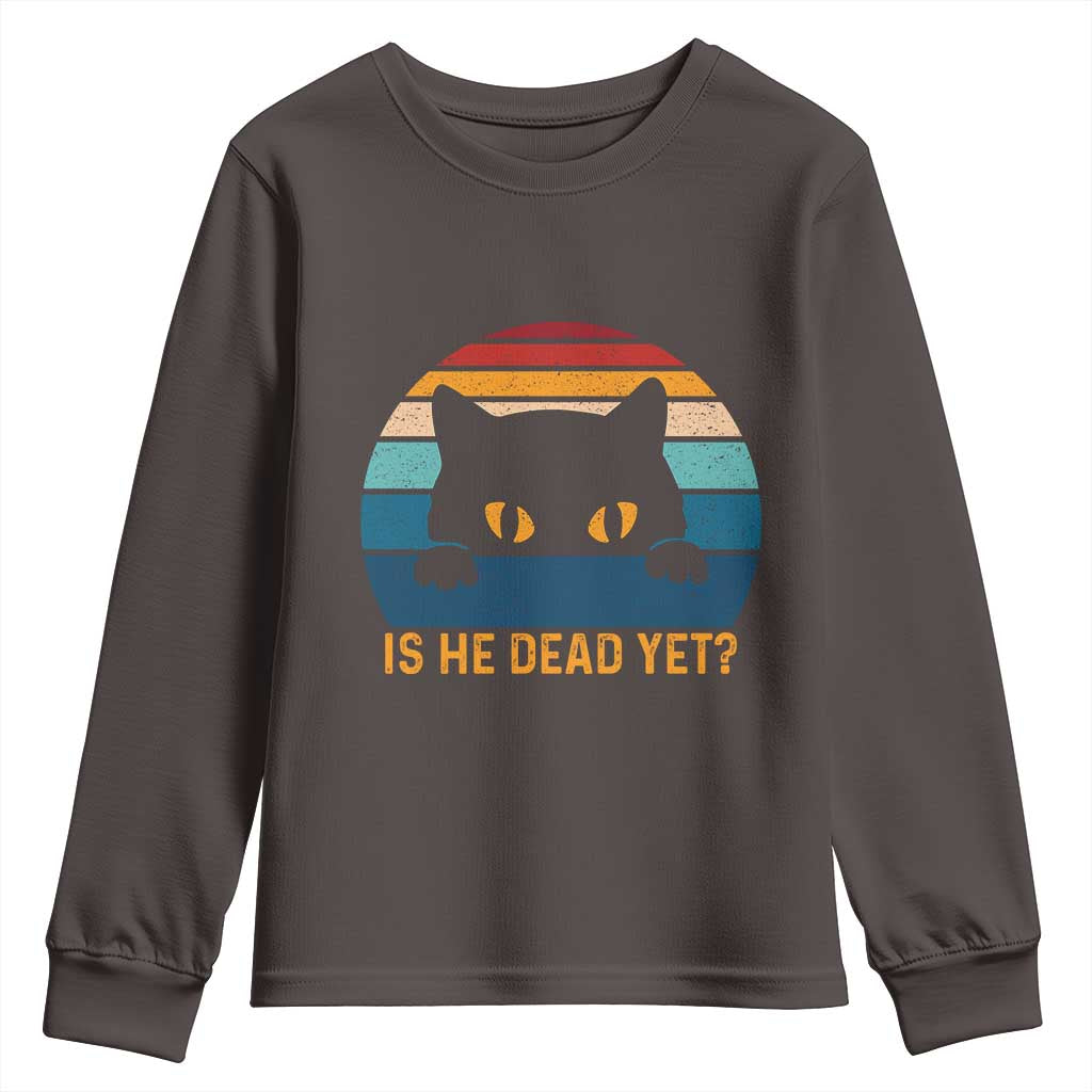 Is He Dead Yet Youth Sweatshirt Retro Cat Funny Vintage