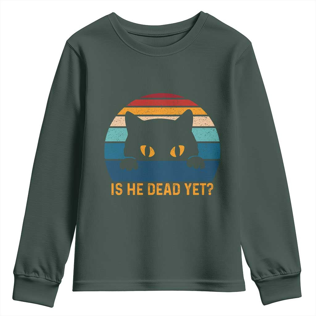 Is He Dead Yet Youth Sweatshirt Retro Cat Funny Vintage