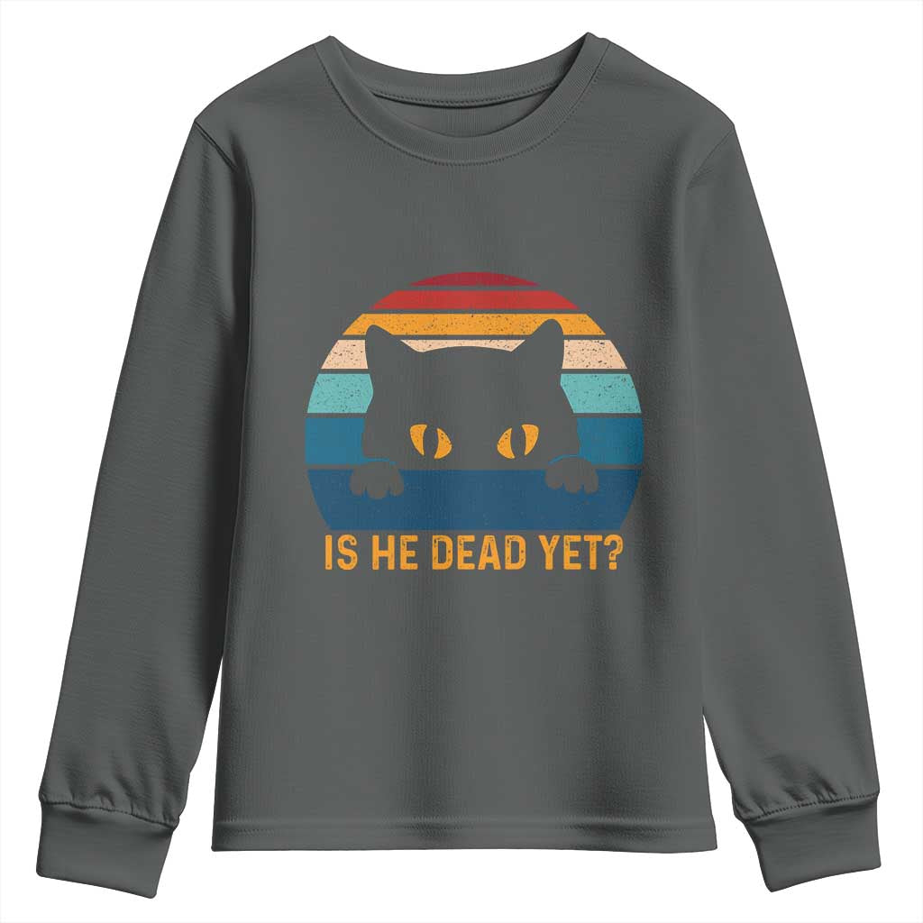 Is He Dead Yet Youth Sweatshirt Retro Cat Funny Vintage
