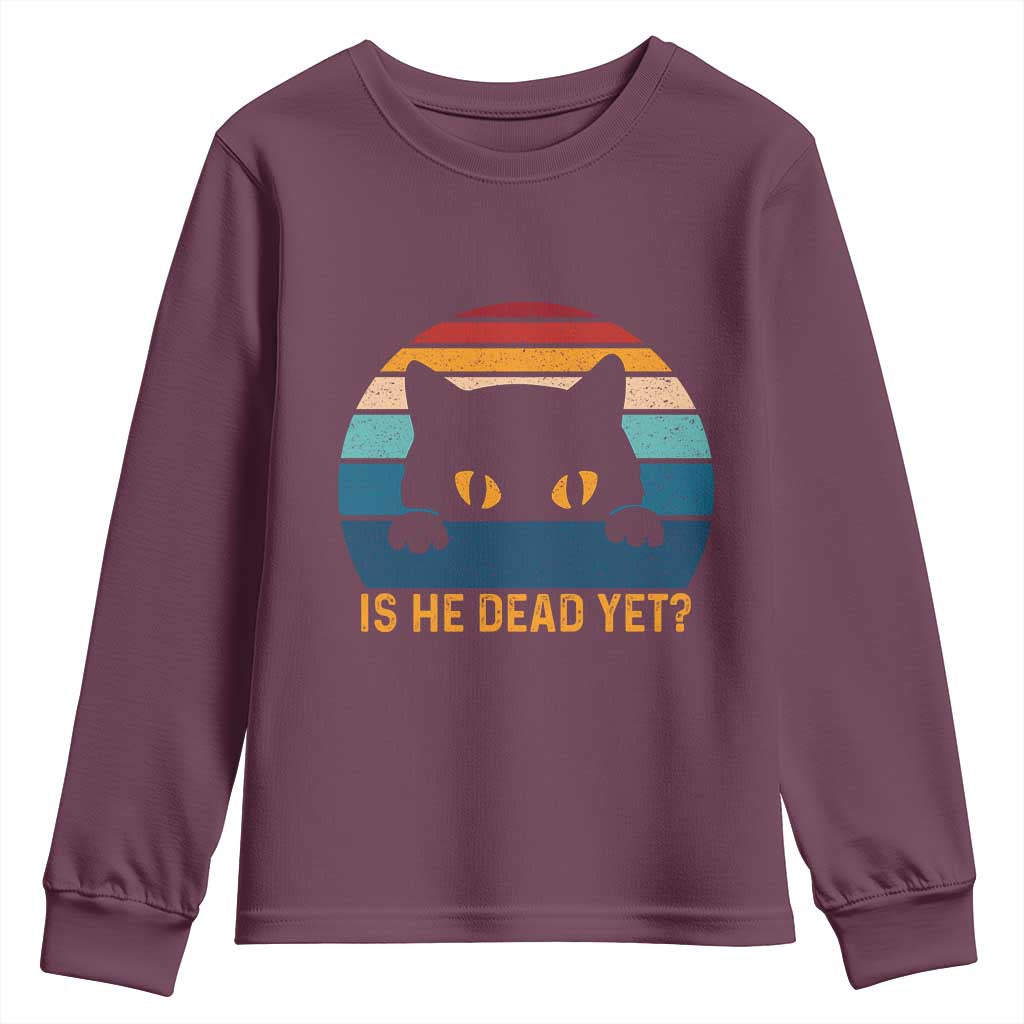 Is He Dead Yet Youth Sweatshirt Retro Cat Funny Vintage