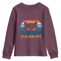 Is He Dead Yet Youth Sweatshirt Retro Cat Funny Vintage