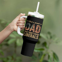 Just A Proud Dad That Didn't Raise Liberals Tumbler With Handle Retro American Flag - Wonder Print Shop